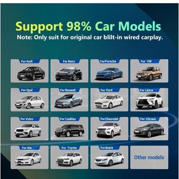 Wireless AI Box Carplay Adapter for Factory Wired CarPlay USB For iPhone Android - Picture 8 of 11